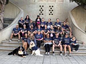 group of people on steps